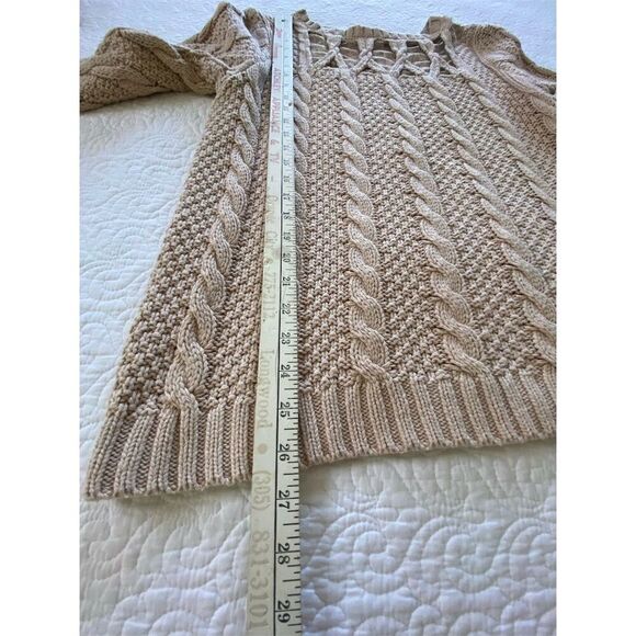 LC Lauren Conrad Beige with Lace Detail Cable Knit Pullover Sweater Size XL - Picture 9 of 10